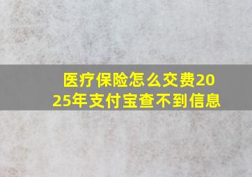 医疗保险怎么交费2025年支付宝查不到信息