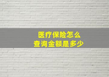 医疗保险怎么查询金额是多少