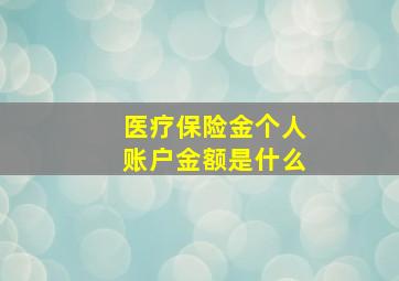 医疗保险金个人账户金额是什么