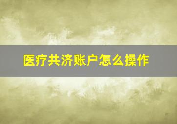 医疗共济账户怎么操作