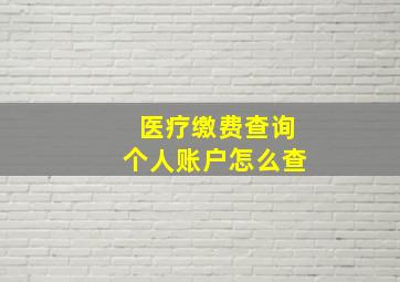 医疗缴费查询个人账户怎么查