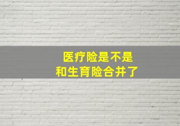 医疗险是不是和生育险合并了