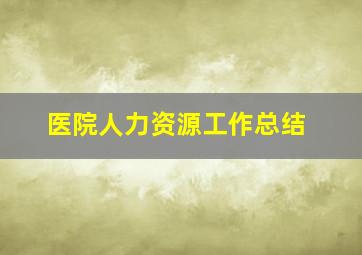 医院人力资源工作总结