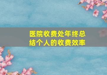 医院收费处年终总结个人的收费效率