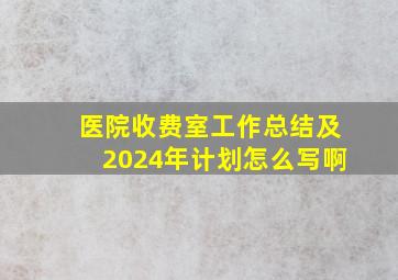 医院收费室工作总结及2024年计划怎么写啊