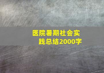 医院暑期社会实践总结2000字