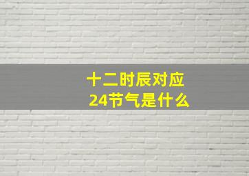 十二时辰对应24节气是什么