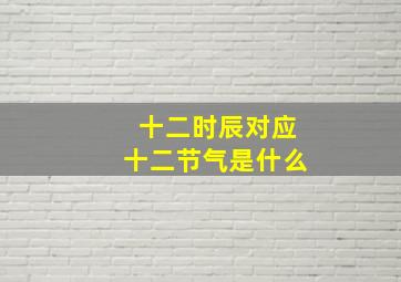 十二时辰对应十二节气是什么