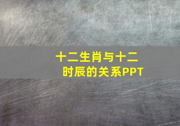 十二生肖与十二时辰的关系PPT