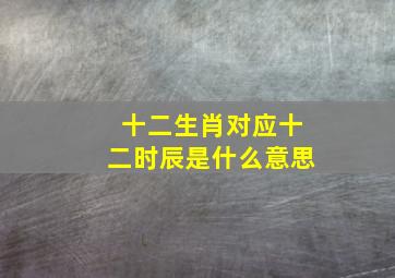 十二生肖对应十二时辰是什么意思