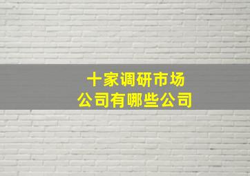 十家调研市场公司有哪些公司