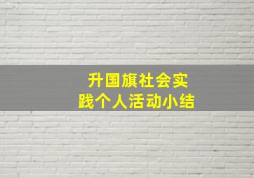 升国旗社会实践个人活动小结