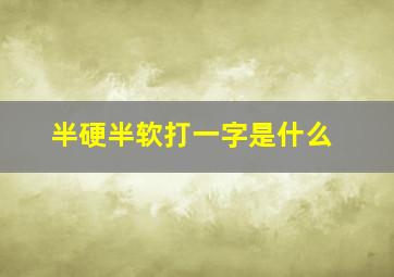 半硬半软打一字是什么