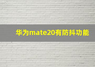 华为mate20有防抖功能