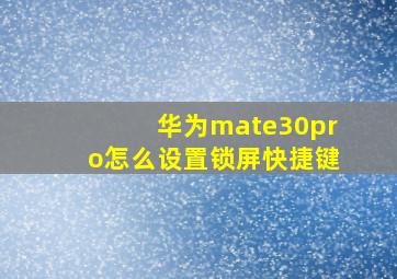 华为mate30pro怎么设置锁屏快捷键