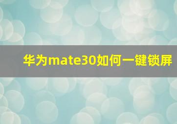 华为mate30如何一键锁屏