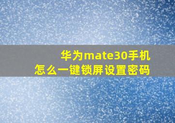 华为mate30手机怎么一键锁屏设置密码