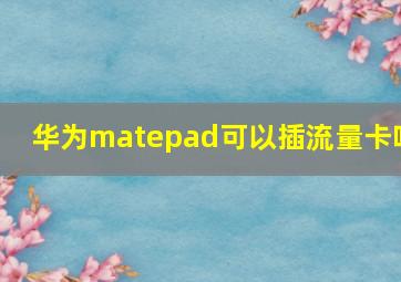 华为matepad可以插流量卡吗