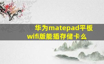 华为matepad平板wifi版能插存储卡么