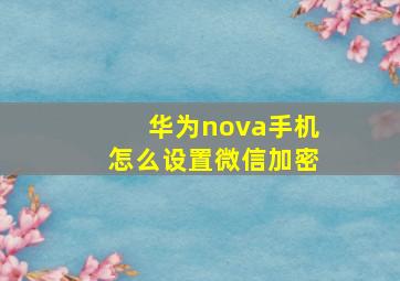 华为nova手机怎么设置微信加密