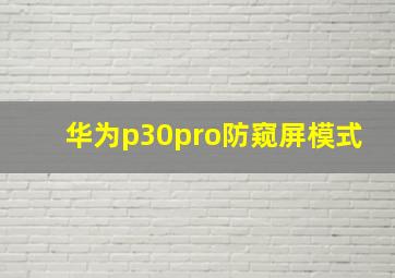 华为p30pro防窥屏模式