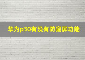 华为p30有没有防窥屏功能