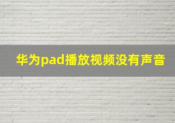 华为pad播放视频没有声音