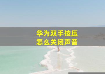 华为双手按压怎么关闭声音