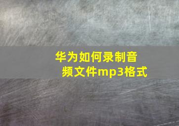 华为如何录制音频文件mp3格式