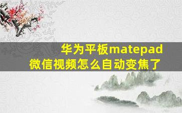 华为平板matepad微信视频怎么自动变焦了