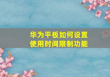 华为平板如何设置使用时间限制功能