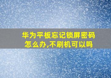 华为平板忘记锁屏密码怎么办,不刷机可以吗