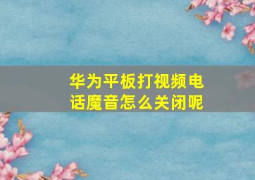 华为平板打视频电话魔音怎么关闭呢