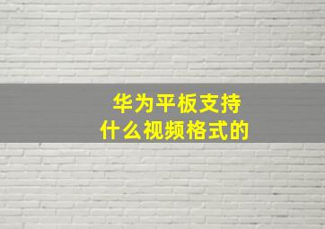 华为平板支持什么视频格式的