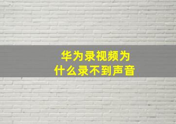 华为录视频为什么录不到声音