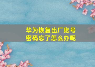 华为恢复出厂账号密码忘了怎么办呢