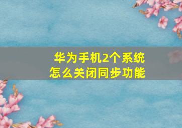 华为手机2个系统怎么关闭同步功能