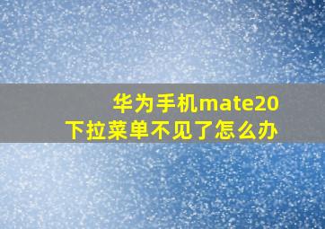 华为手机mate20下拉菜单不见了怎么办