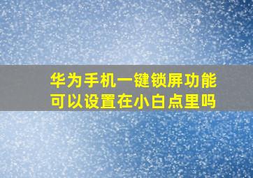 华为手机一键锁屏功能可以设置在小白点里吗