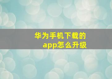 华为手机下载的app怎么升级