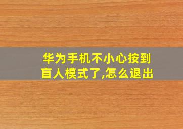 华为手机不小心按到盲人模式了,怎么退出