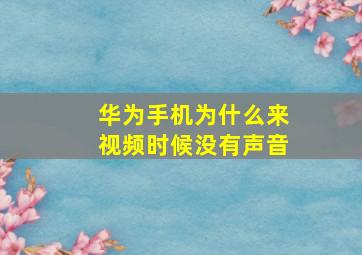 华为手机为什么来视频时候没有声音