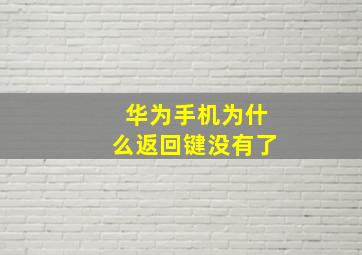 华为手机为什么返回键没有了