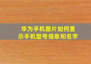 华为手机图片如何显示手机型号信息和名字