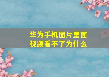 华为手机图片里面视频看不了为什么