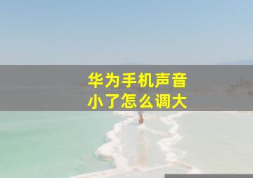 华为手机声音小了怎么调大