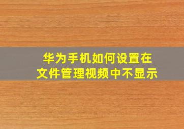 华为手机如何设置在文件管理视频中不显示