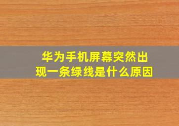 华为手机屏幕突然出现一条绿线是什么原因