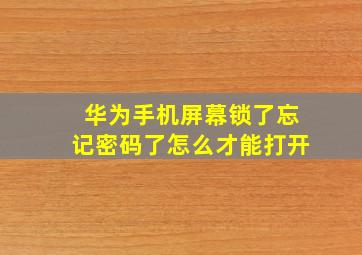 华为手机屏幕锁了忘记密码了怎么才能打开