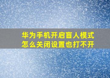 华为手机开启盲人模式怎么关闭设置也打不开